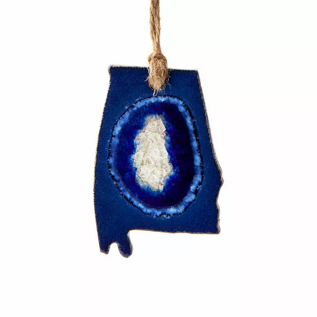 Geode State Ornament Hand-Painted Stoneware