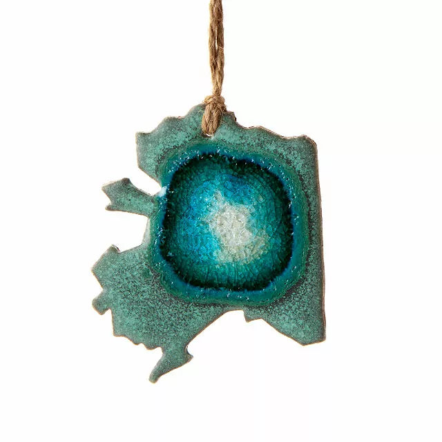 Geode State Ornament Hand-Painted Stoneware