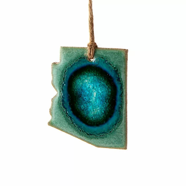 Geode State Ornament Hand-Painted Stoneware