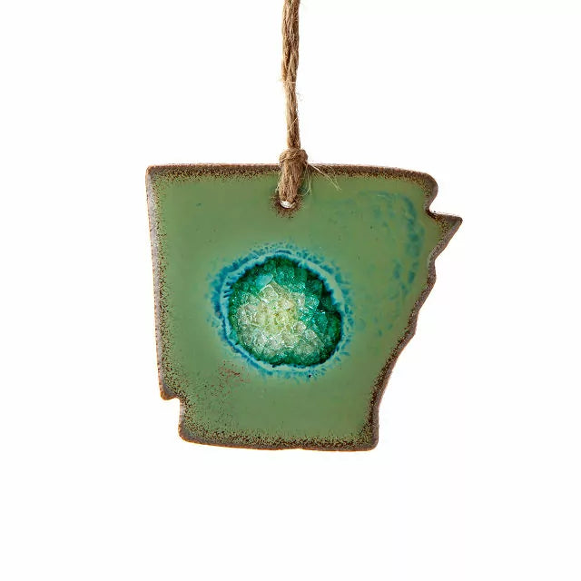 Geode State Ornament Hand-Painted Stoneware
