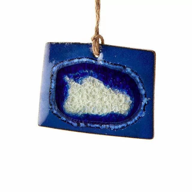 Geode State Ornament Hand-Painted Stoneware