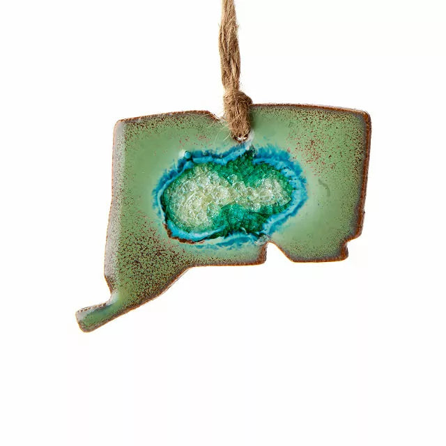 Geode State Ornament Hand-Painted Stoneware