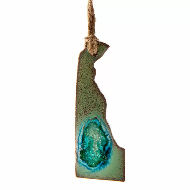 Geode State Ornament Hand-Painted Stoneware