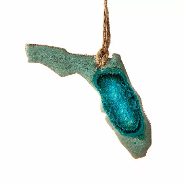 Geode State Ornament Hand-Painted Stoneware