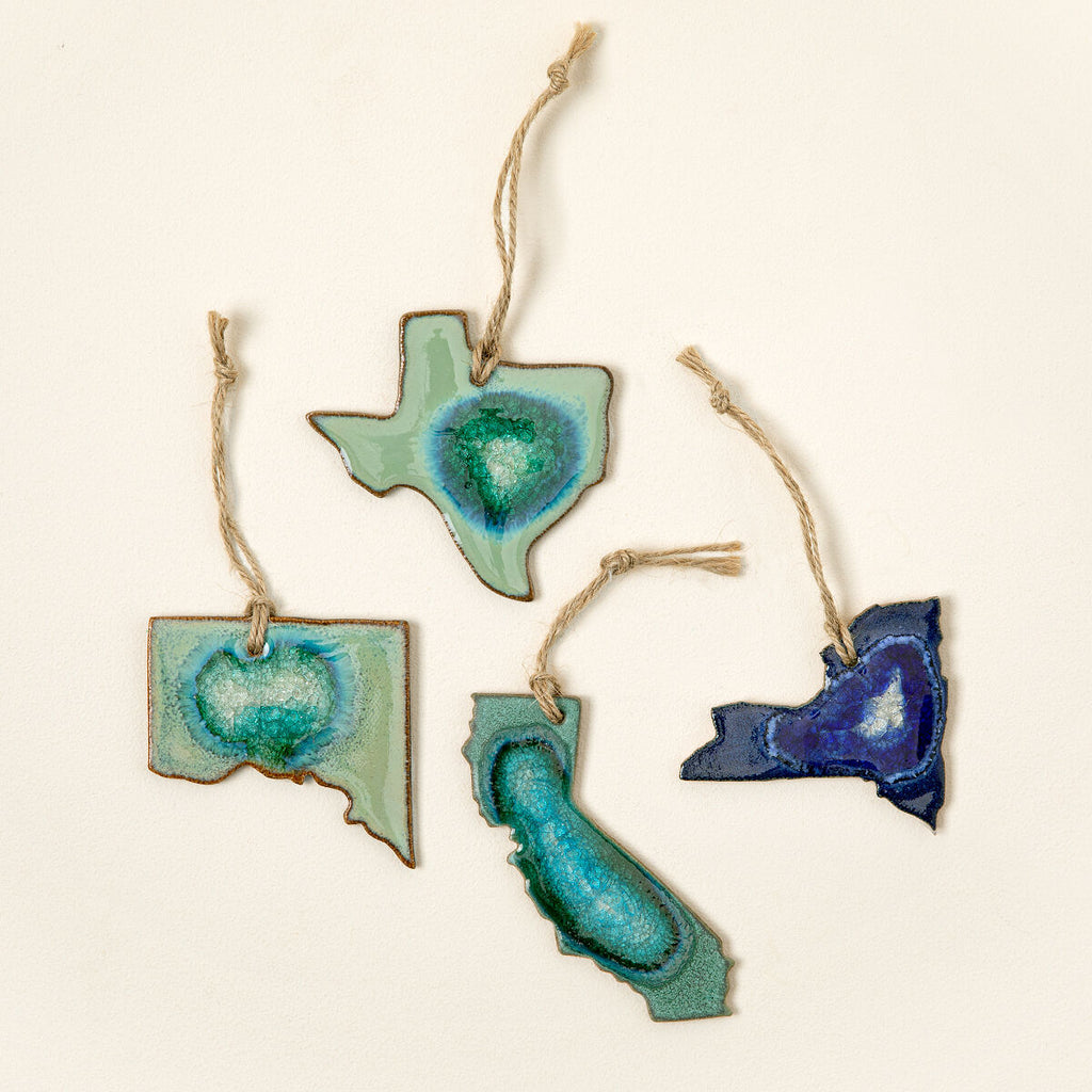 Geode State Ornament Hand-Painted Stoneware