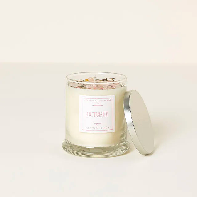 Birth Month Gemstone & Flower Candle