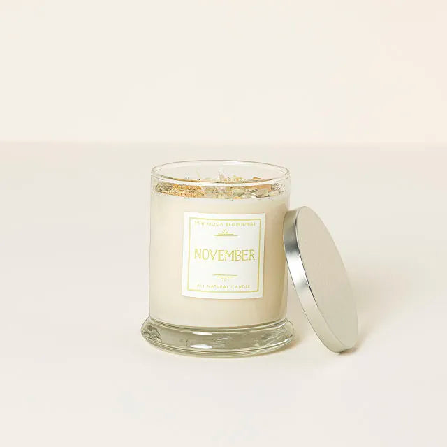 Birth Month Gemstone & Flower Candle