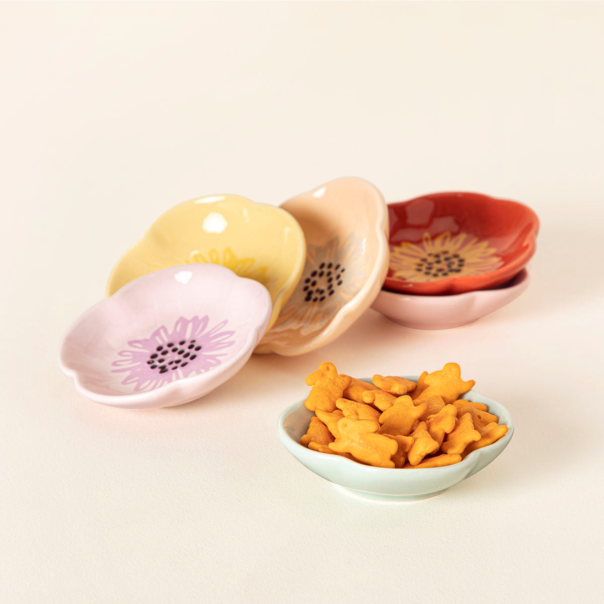 Little Flower Snack Bowls Set Of 6 Stoneware