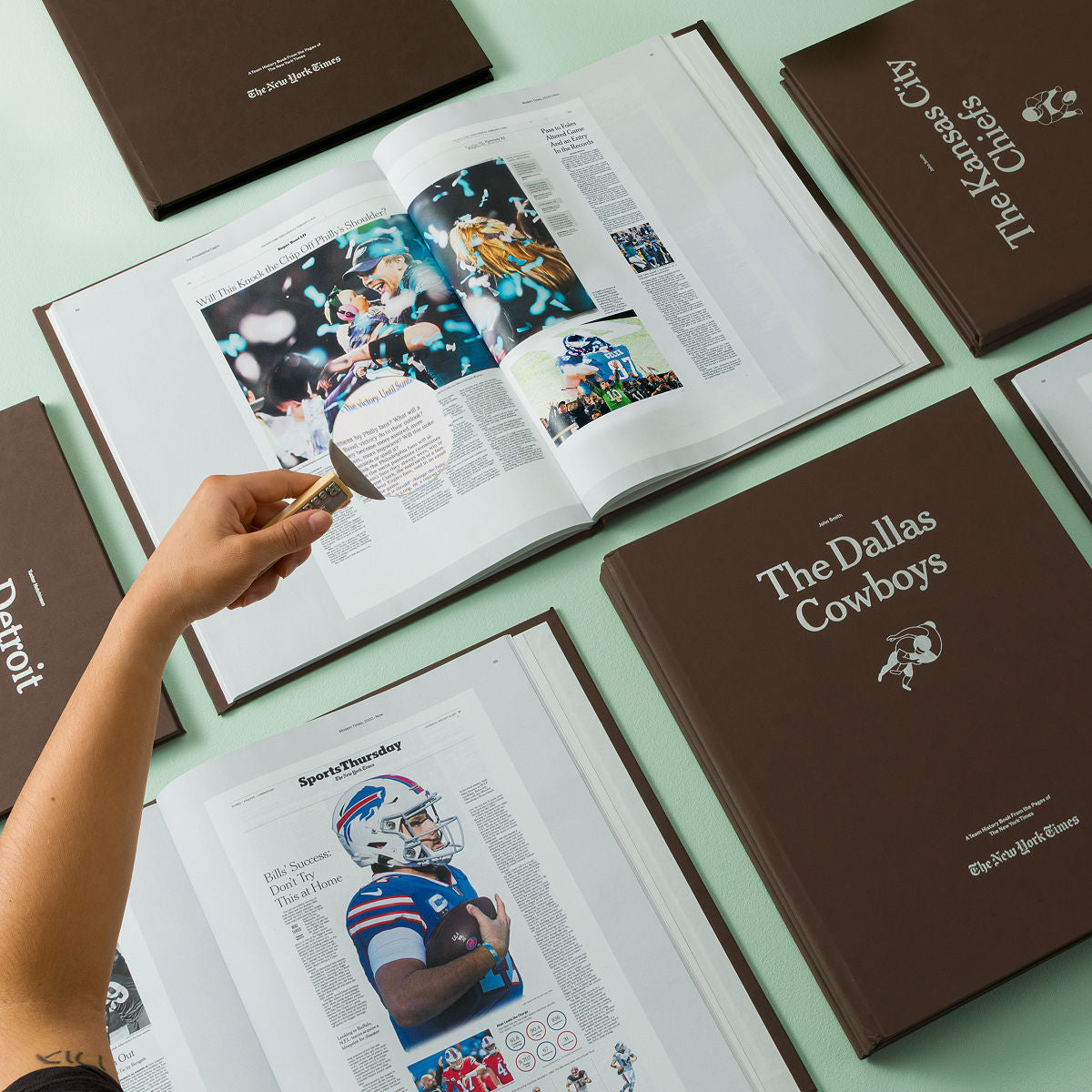 New York Times Custom Football Team Book Vegan Leather