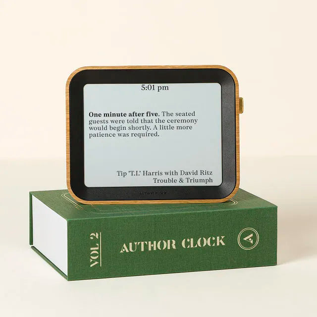 Literary Clock Handcrafted White Oak Brass