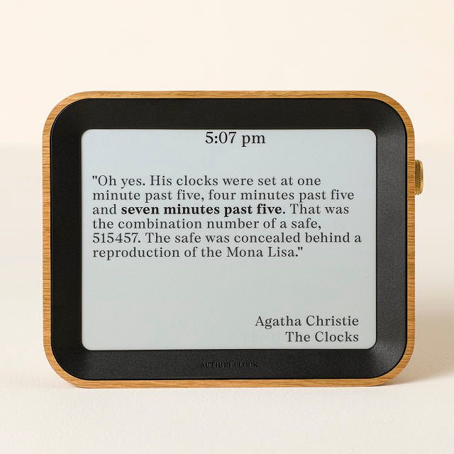 Literary Clock Handcrafted White Oak Brass