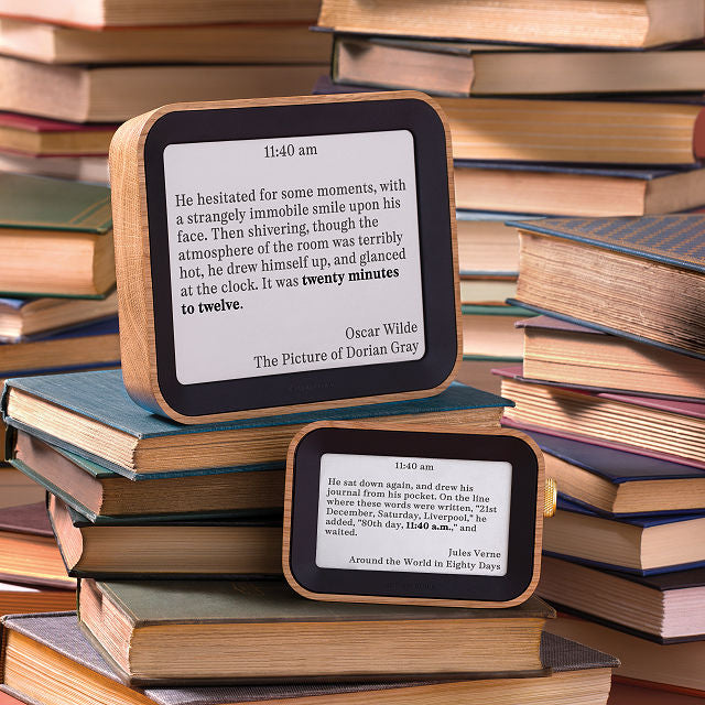 Literary Clock Handcrafted White Oak Brass