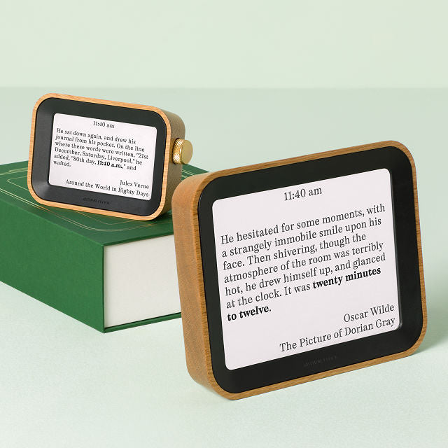 Literary Clock Handcrafted White Oak Brass