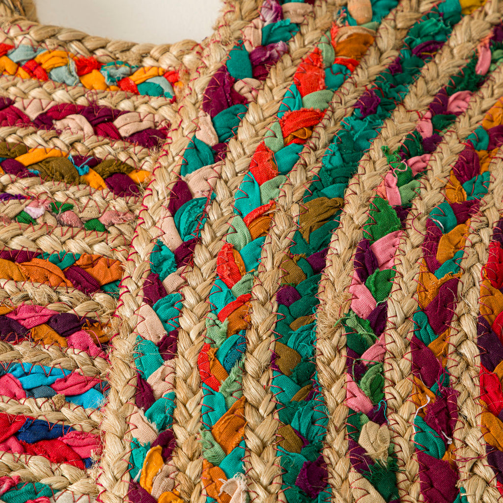 Repurposed Sari Carry-All Bag Handwoven Jute Tote