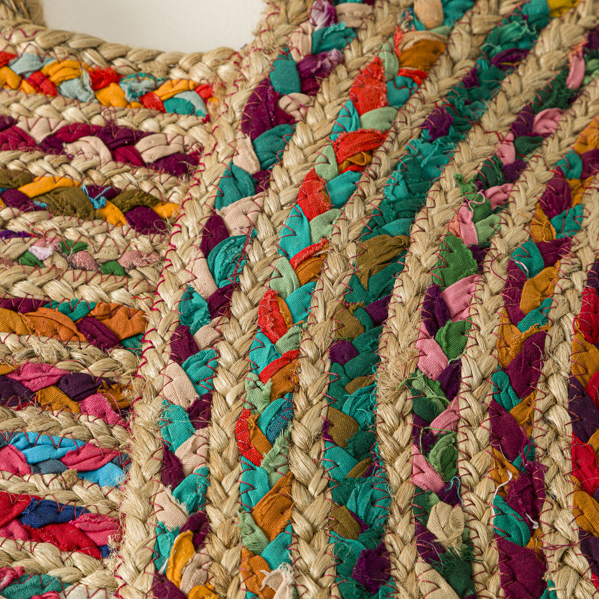 Repurposed Sari Carry-All Bag Handwoven Jute Tote