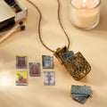 Tiny Tarot Deck Necklace Brass Pendant 30in Chain
