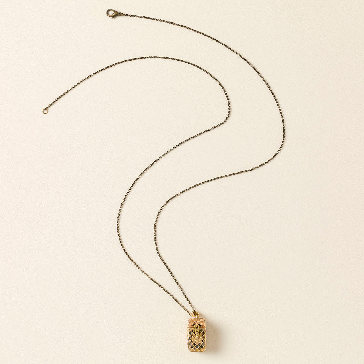 Tiny Tarot Deck Necklace Brass Pendant 30in Chain